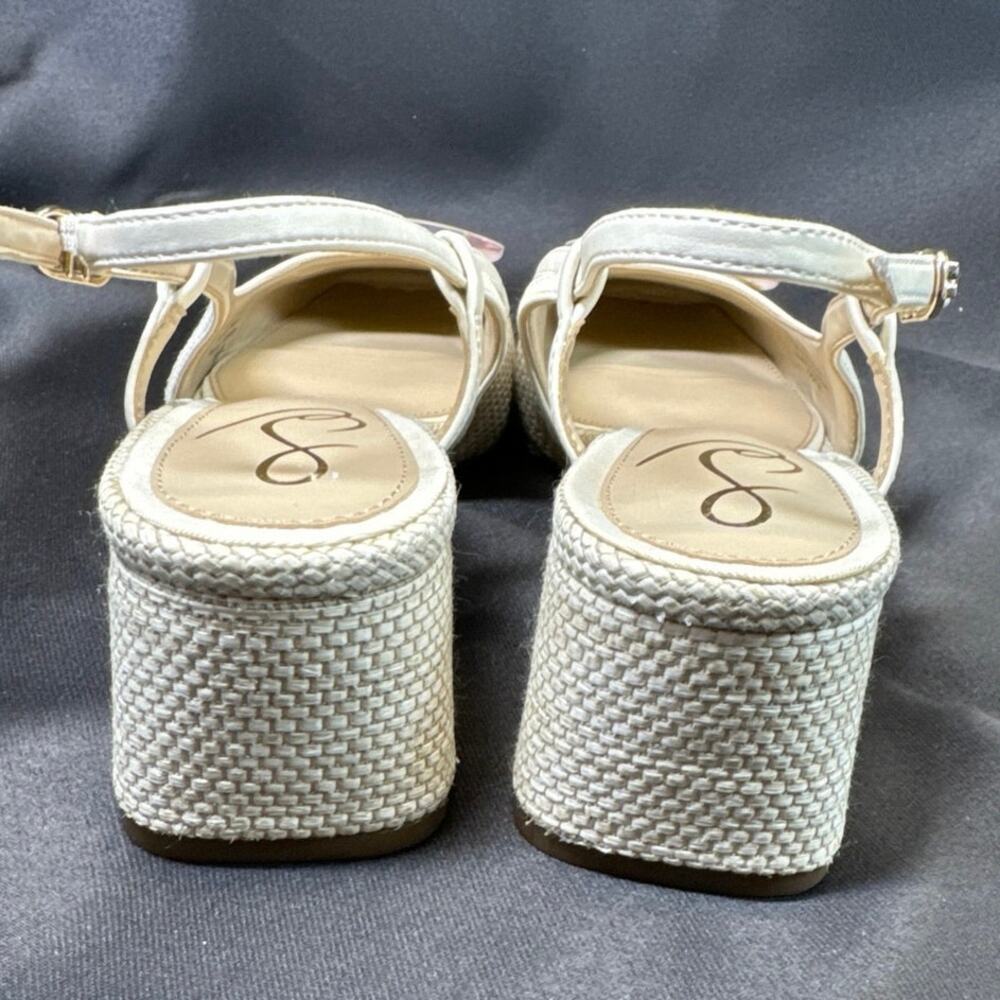 Sam Edelman Tracie Light Natural Straw Jackie-O Sling Back Sandals women sz 6.5 - Picture 4 of 7